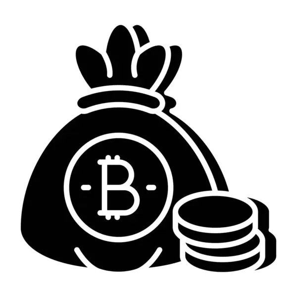 Unikátní Designová Ikona Bitcoinové Tašky Peníze — Stockový vektor