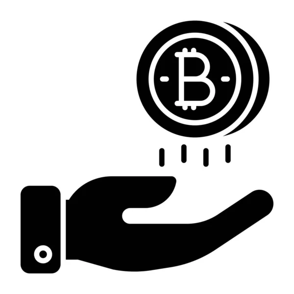 Icono Diseño Plano Bitcoin Cuidado — Vector de stock