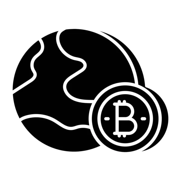 Premium Icono Descarga Bitcoin Global — Vector de stock