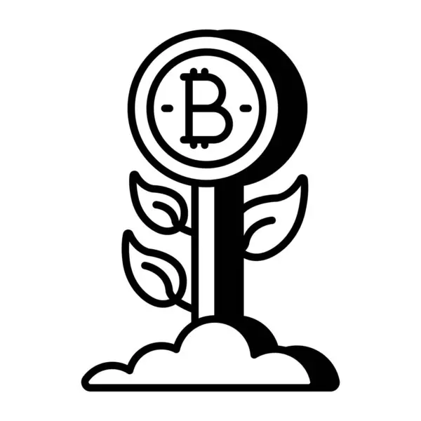 Icono Crecimiento Plantas Bitcoin Diseño Editable — Vector de stock