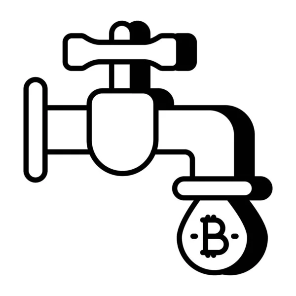 Eine Editierbare Design Ikone Des Bitcoin Wasserhahns — Stockvektor