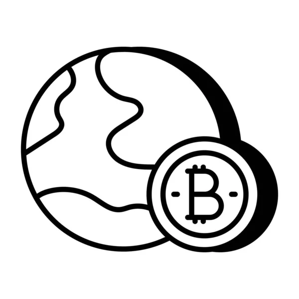 Premium Icono Descarga Bitcoin Global — Vector de stock