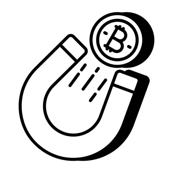 Icono Diseño Plano Atraer Bitcoin — Vector de stock
