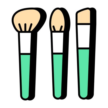 Beyaz arka planda yalıtılmış makyaj fırçaları simgesi 