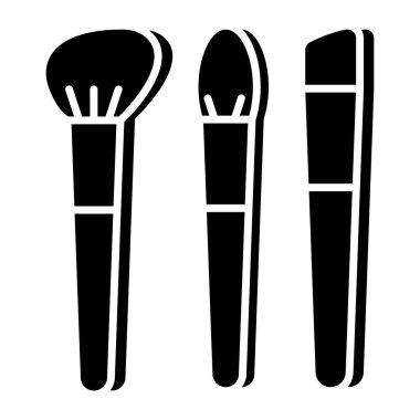 Beyaz arka planda yalıtılmış makyaj fırçaları simgesi 