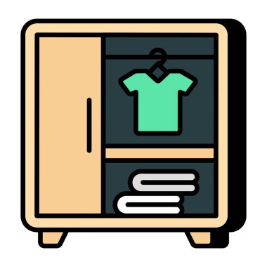 Kostüm dolabının modaya uygun doğrusal tasarım simgesi