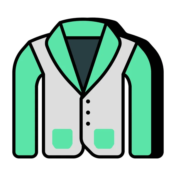 Мужская Рубашка Полным Рукавом Икона Одежды Плоского Дизайна — стоковый вектор