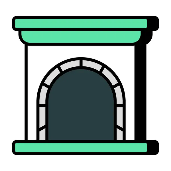 Icono Diseño Lineal Chimenea — Vector de stock