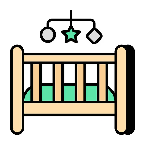 Ícone Download Premium Berço Bebê — Vetor de Stock