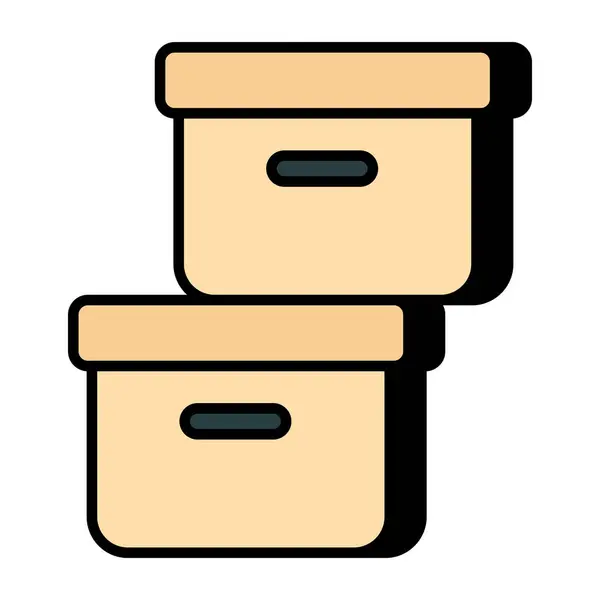 Icono Diseño Lineal Conceptual Cajas — Vector de stock