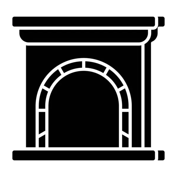 Линейный Дизайн Иконки Камина — стоковый вектор
