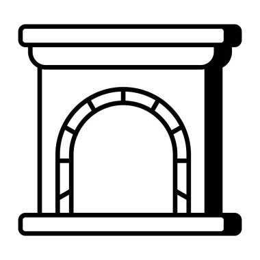 Şöminenin doğrusal tasarım simgesi