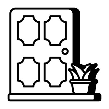 Kapının kavramsal doğrusal tasarım simgesi