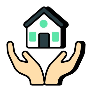 Conceptual flat design icon of home care