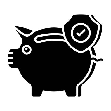 Kalkanlı domuz kumbarası, tasarruf sigortası ikonu.