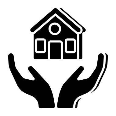 Conceptual flat design icon of home care
