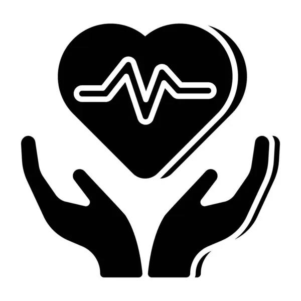 Coração Dentro Das Mãos Ícone Saúde — Vetor de Stock