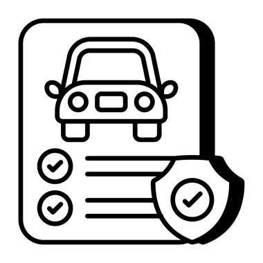 Otomobil sigorta poliçesinin düzenlenebilir tasarım simgesi