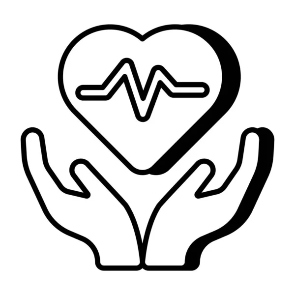 Coração Dentro Das Mãos Ícone Saúde — Vetor de Stock
