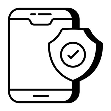 Mobil güvenliğin kavramsal düz tasarım simgesi