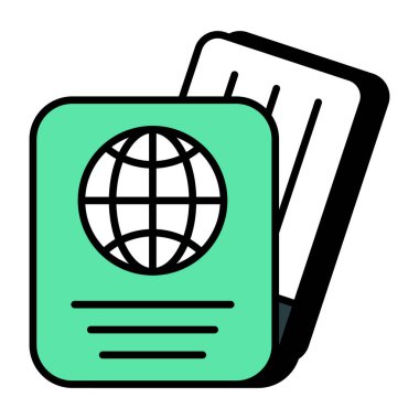Pasaportun düz tasarım simgesi, düzenlenebilir vektör