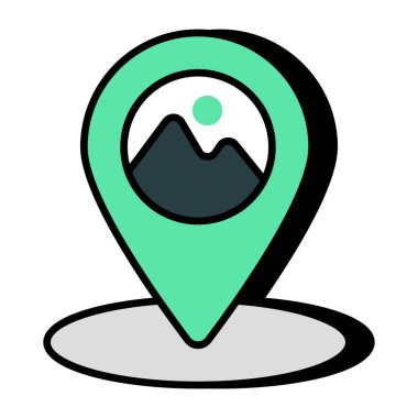 Dağ konumu için düz tasarım simgesi