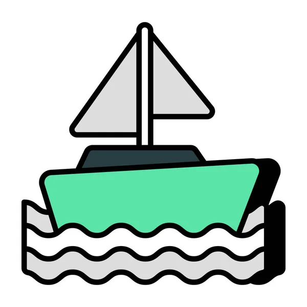 Flat Design Icon Rowing Boat — Vettoriale Stock