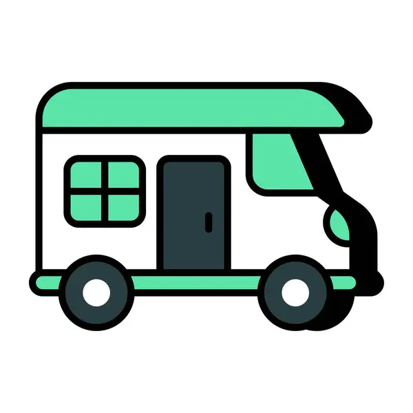 Editable Design Icon Camping Van — Stock Vector