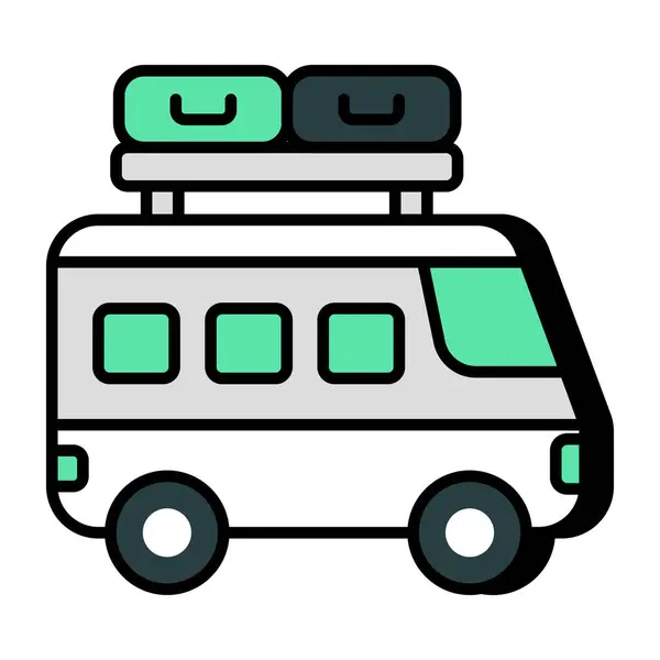 Eine Editierbare Design Ikone Des Campingbusses — Stockvektor