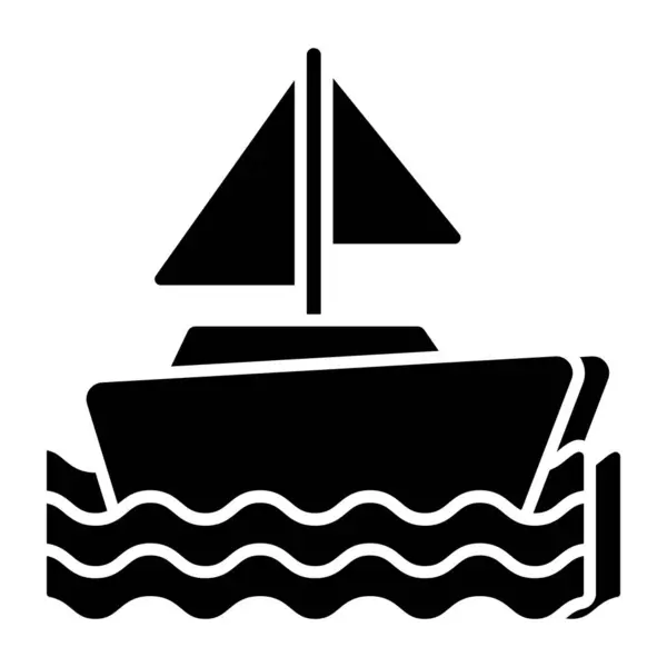 Flat Design Icon Rowing Boat — стоковый вектор