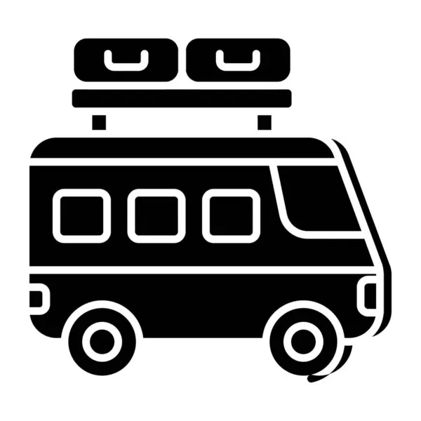 Icono Diseño Editable Camping Van — Vector de stock