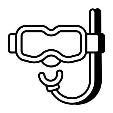 Gözlüklü oksijen borusu, şnorkelli maske ikonu