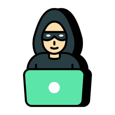 Gizemli kişi simgesi, düzenlenebilir hacker vektörü 