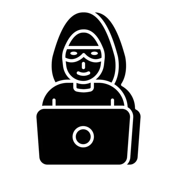 Icono Persona Misteriosa Hacker Editable Vector — Archivo Imágenes Vectoriales