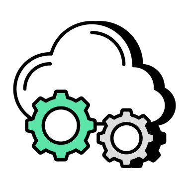 Conceptual flat design icon of cloud setting