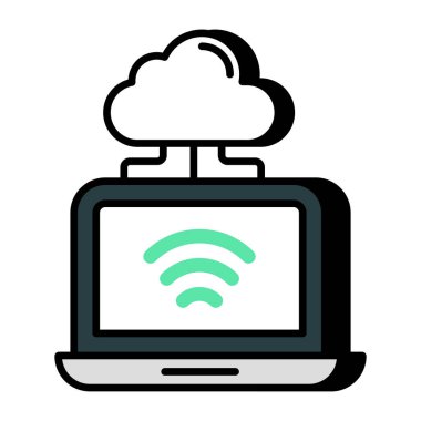 Bulut bağlantılı aygıt simgesi, düzenlenebilir vektör