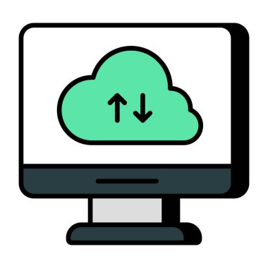 Editable design icon of cloud data transfer