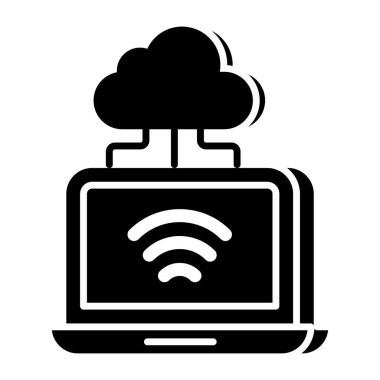 Bulut bağlantılı aygıt simgesi, düzenlenebilir vektör