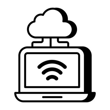 Bulut bağlantılı aygıt simgesi, düzenlenebilir vektör