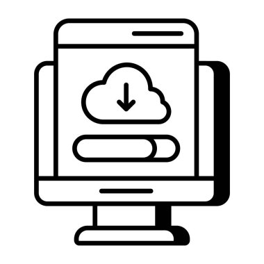 Conceptual flat design icon of cloud download