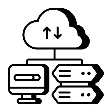 Editable design icon of cloud data transfer