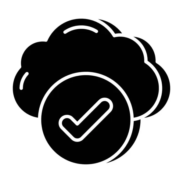 Icono Descarga Premium Nube Verificada — Archivo Imágenes Vectoriales