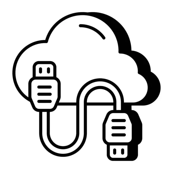 Icône Conception Moderne Câble Données Cloud — Image vectorielle