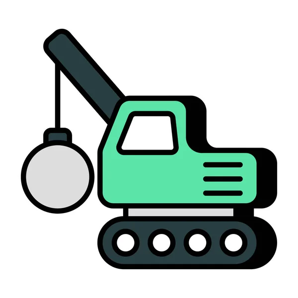Icono Diseño Bola Demolición Con Vehículo Bulldozer Vector — Archivo Imágenes Vectoriales