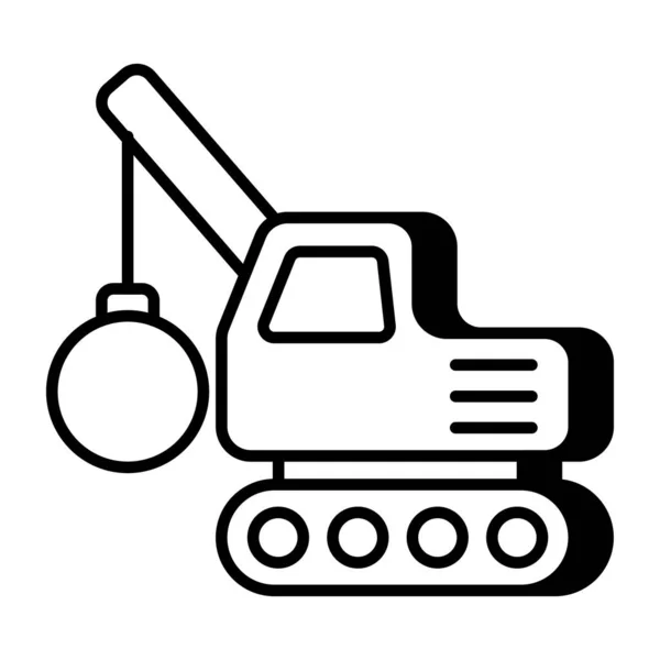 Návrh Ikony Demoliční Koule Vozidlem Buldozer Vektor — Stockový vektor
