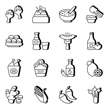 Pack of Snacks and Drink vector Icons