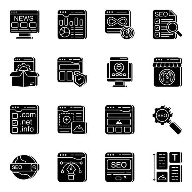 Seo Optimizasyon Paketi Katı Simgeler