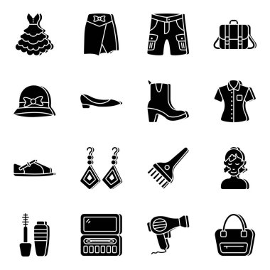 Kozmetik ve Giysi Katı Simgeleri Paketi