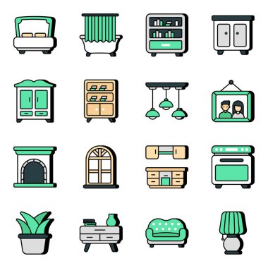 Mobilya Düz Simgeleri Paketi
