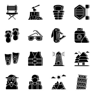 Seyahat ve Tur Katı Simgeleri Paketi